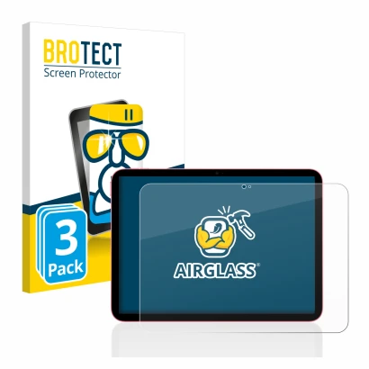 Face avant d’un emballage produit avec le logo de la marque BROTECT. À côté, l’appareil Apple iPad 10.9" WiFi 2022 (10ème Gen.