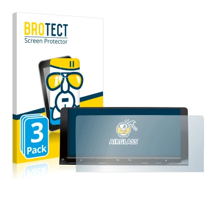 Face avant d’un emballage produit avec le logo de la marque BROTECT. À côté, l’appareil Volkswagen T7 Multivan Life Discover M