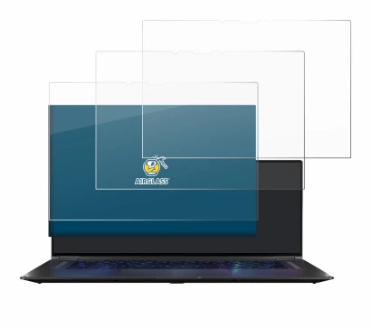 Image de l'appareil ASUS ROG Flow X16 avec une grande variété de protections d'écran.