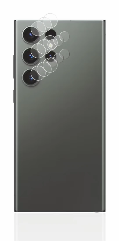 Image de l'appareil Samsung Galaxy S23 Ultra (Caméra UNIQUEMENT) avec une grande variété de protections d'écran.