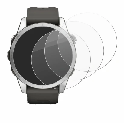 Image de l'appareil Garmin Fenix 7S Pro Solar (42 mm) avec une grande variété de protections d'écran.