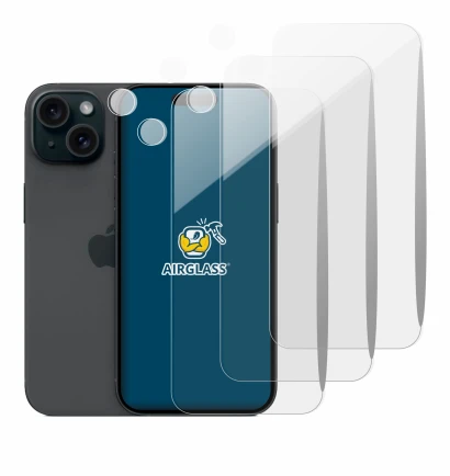 Image de l'appareil Apple iPhone 15 (Avant+Caméra) avec une grande variété de protections d'écran.