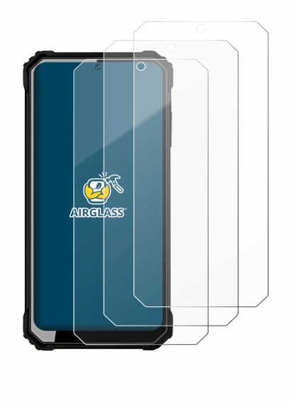 Image de l'appareil Oukitel WP23 avec une grande variété de protections d'écran.