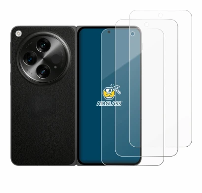 Image de l'appareil OnePlus Open avec une grande variété de protections d'écran.