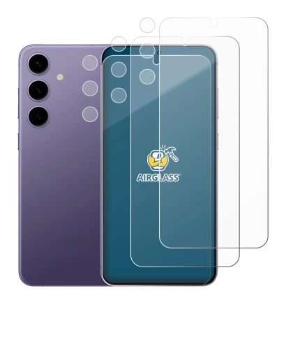 Image de l'appareil Samsung Galaxy S24 Plus (Avant+Caméra) avec une grande variété de protections d'écran.