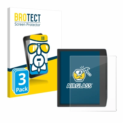 Face avant d’un emballage produit avec le logo de la marque BROTECT. À côté, l’appareil PocketBook Era Color est représenté av