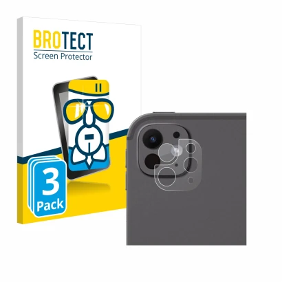 Face avant d’un emballage produit avec le logo de la marque BROTECT. À côté, l’appareil Apple iPad Pro 13" WiFi 2024 (Caméra U