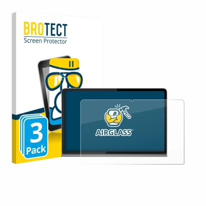 Face avant d’un emballage produit avec le logo de la marque BROTECT. À côté, l’appareil Lenovo Tab Plus est représenté avec la