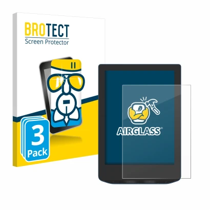 Face avant d’un emballage produit avec le logo de la marque BROTECT. À côté, l’appareil PocketBook Verse Pro Color est représe