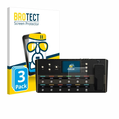 Face avant d’un emballage produit avec le logo de la marque BROTECT. À côté, l’appareil Headrush Prime est représenté avec la