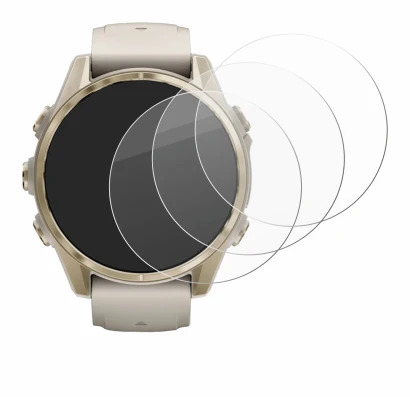 Image de l'appareil Garmin Fenix 8 (43 mm) avec une grande variété de protections d'écran.