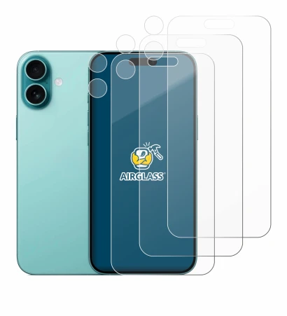 Image de l'appareil Apple iPhone 16 Plus (Avant+Caméra) avec une grande variété de protections d'écran.