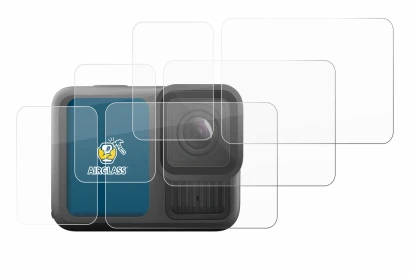 Image de l'appareil GoPro Hero 13 Black avec une grande variété de protections d'écran.