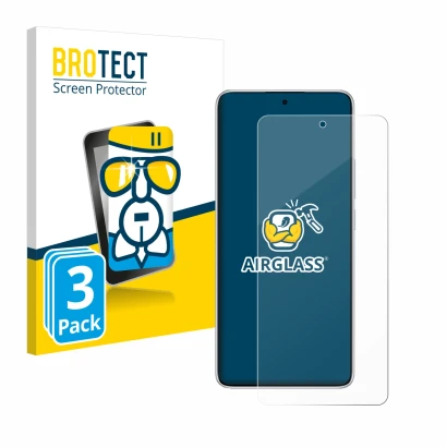 Face avant d’un emballage produit avec le logo de la marque BROTECT. À côté, l’appareil Xiaomi Redmi Note 14 est représenté av