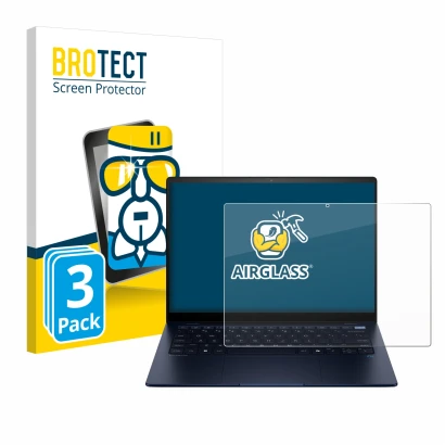 Face avant d’un emballage produit avec le logo de la marque BROTECT. À côté, l’appareil HP EliteBook Ultra 14 G1q est représen