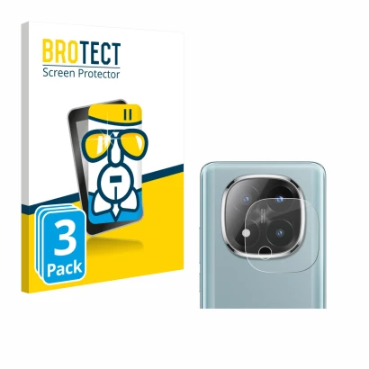 Face avant d’un emballage produit avec le logo de la marque BROTECT. À côté, l’appareil Xiaomi Redmi Note 14 Pro Plus (Caméra 