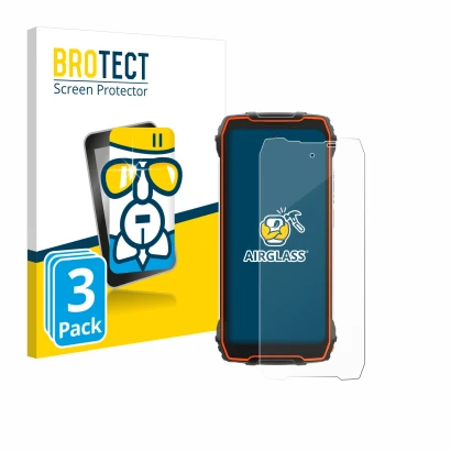 Face avant d’un emballage produit avec le logo de la marque BROTECT. À côté, l’appareil Blackview Oscal Pilot 1 est représenté