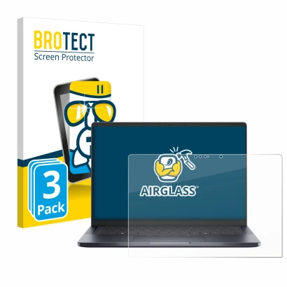 Face avant d’un emballage produit avec le logo de la marque BROTECT. À côté, l’appareil Dell Pro 14 Premium PA14250 Touch est 