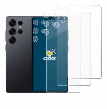 Image de l'appareil Samsung Galaxy S25 Ultra (Avant+Caméra) avec une grande variété de protections d'écran.