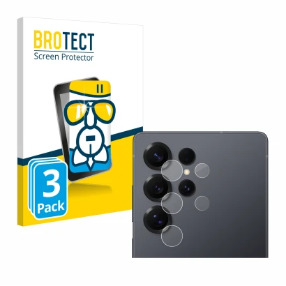 Face avant d’un emballage produit avec le logo de la marque BROTECT. À côté, l’appareil Samsung Galaxy S25 Ultra Enterprise Ed