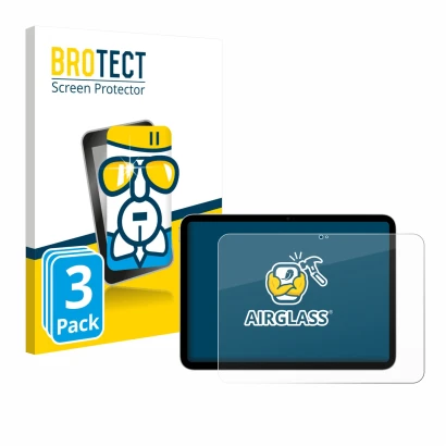 Face avant d’un emballage produit avec le logo de la marque BROTECT. À côté, l’appareil Apple iPad A16 11