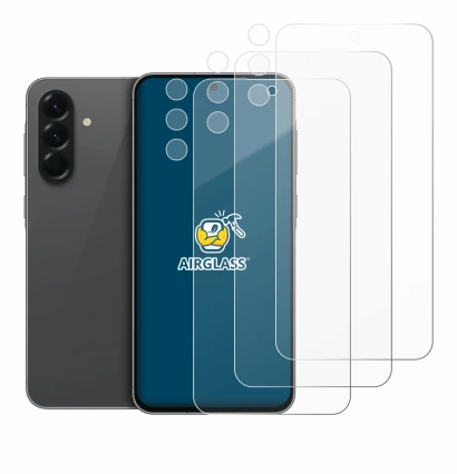 Image de l'appareil Samsung Galaxy A56 5G (Avant+Caméra) avec une grande variété de protections d'écran.