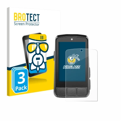 Face avant d’un emballage produit avec le logo de la marque BROTECT. À côté, l’appareil Wahoo Elemnt Bolt 3 est représenté ave