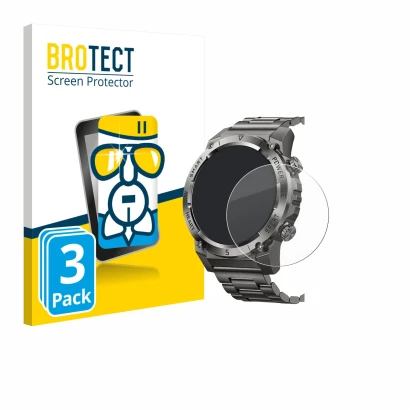 Face avant d’un emballage produit avec le logo de la marque BROTECT. À côté, l’appareil Naixues 55G 1.46" est représenté avec 