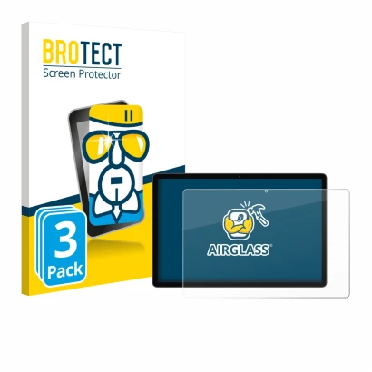 Face avant d’un emballage produit avec le logo de la marque BROTECT. À côté, l’appareil Blackview Mega 8 est représenté avec l