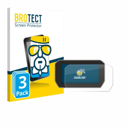 Face avant d’un emballage produit avec le logo de la marque BROTECT. À côté, l’appareil Ducati V4 Rally (2024) est représenté 