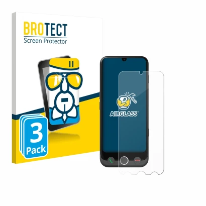 Face avant d’un emballage produit avec le logo de la marque BROTECT. À côté, l’appareil Doro Aurora A30 est représenté avec la