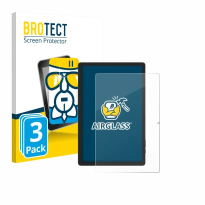 Face avant d’un emballage produit avec le logo de la marque BROTECT. À côté, l’appareil Doogee Tab E3 Pro 13 est représenté av