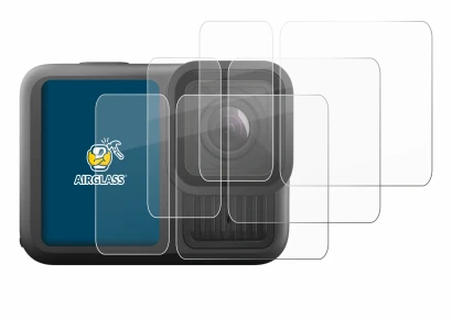 Image de l'appareil GoPro Hero 13 Black Ultra Wide Edition avec une grande variété de protections d'écran.