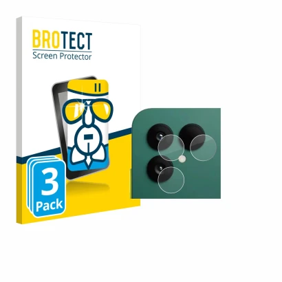 Face avant d’un emballage produit avec le logo de la marque BROTECT. À côté, l’appareil Fairphone 6 (Caméra UNIQUEMENT) est re