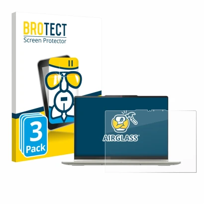 Face avant d’un emballage produit avec le logo de la marque BROTECT. À côté, l’appareil Lenovo Yoga 7 2-in-1 Gen 10 14