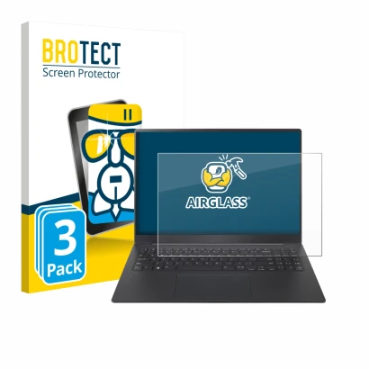 Face avant d’un emballage produit avec le logo de la marque BROTECT. À côté, l’appareil LG gram Pro 16 2025 est représenté ave