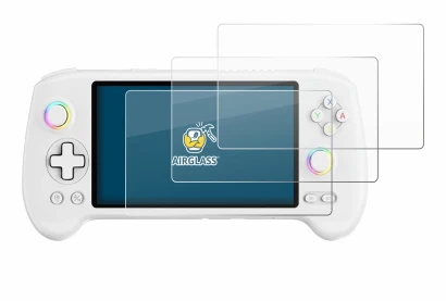 Image de l'appareil Anbernic RG557 avec une grande variété de protections d'écran.