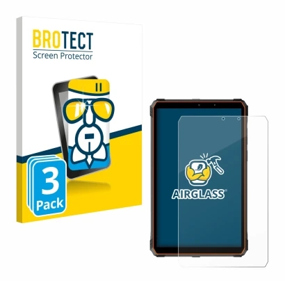 Face avant d’un emballage produit avec le logo de la marque BROTECT. À côté, l’appareil Blackview Active 5 est représenté avec