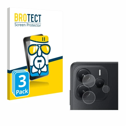 Face avant d’un emballage produit avec le logo de la marque BROTECT. À côté, l’appareil Xiaomi Redmi Note 14 4G (Caméra UNIQUE