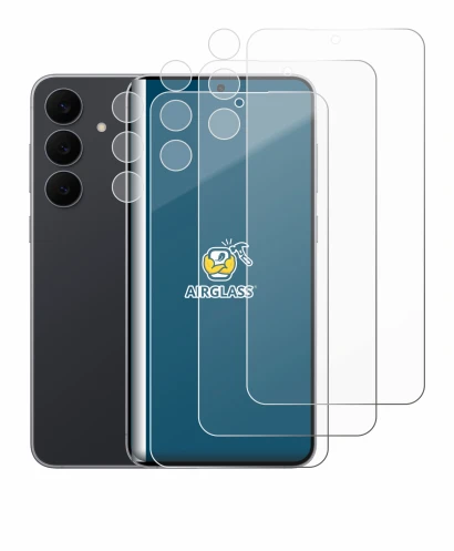 Image de l'appareil Samsung Galaxy S25 FE (Avant+Caméra) avec une grande variété de protections d'écran.