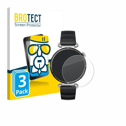 Face avant d’un emballage produit avec le logo de la marque BROTECT. À côté, l’appareil Huawei Watch GT 6 (41 mm) est représen