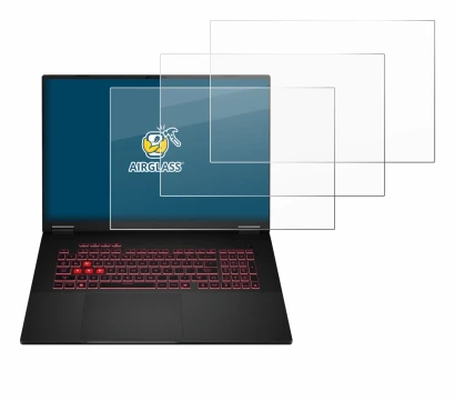 Image de l'appareil ASUS TUF Gaming A18 2025 avec une grande variété de protections d'écran.