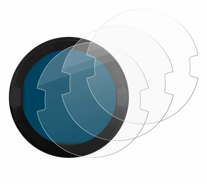 Image de l'appareil OOONO P-DISC NO2 avec une grande variété de protections d'écran.