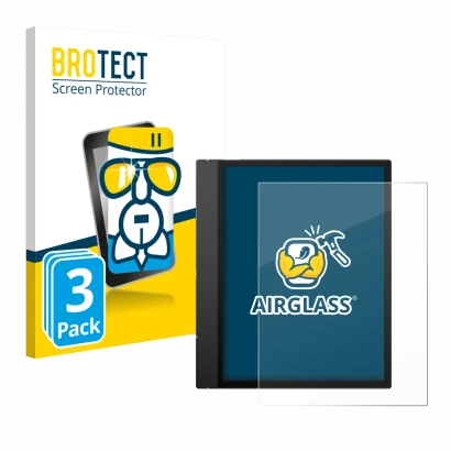 Face avant d’un emballage produit avec le logo de la marque BROTECT. À côté, l’appareil Boox Note Air 5 C est représenté avec