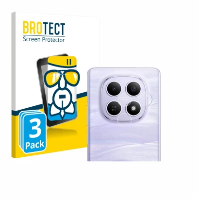 Face avant d’un emballage produit avec le logo de la marque BROTECT. À côté, l’appareil Xiaomi Redmi Note 15 (Caméra UNIQUEMEN