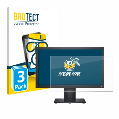 Face avant d’un emballage produit avec le logo de la marque BROTECT. À côté, l’appareil Dell E1920H est représenté avec la pro