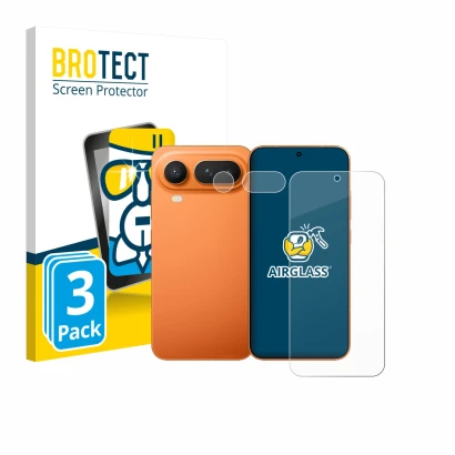 Face avant d’un emballage produit avec le logo de la marque BROTECT. À côté, l’appareil Honor Magic 8 Pro Lite (Avant+Caméra) 