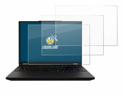 Image de l'appareil XMG Apex 16 Max avec une grande variété de protections d'écran.