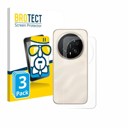Face avant d’un emballage produit avec le logo de la marque BROTECT. À côté, l’appareil Honor Magic 8 Pro (Arrière) est représ