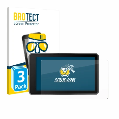 Face avant d’un emballage produit avec le logo de la marque BROTECT. À côté, l’appareil Garmin zumo XT3 4.7" est représenté av